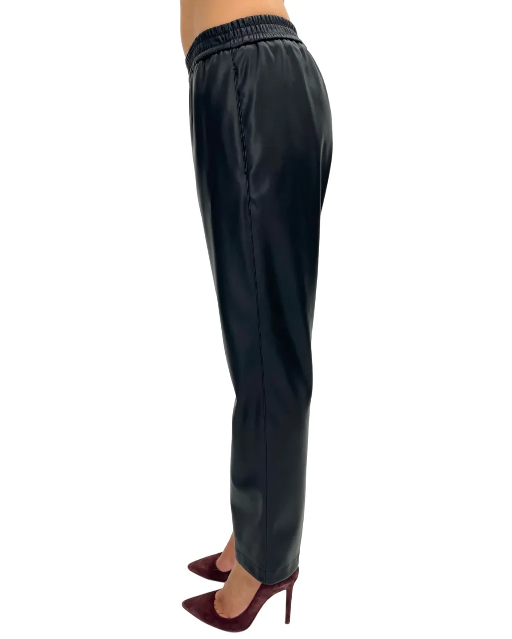 SOLOTRE   PANTALONE NERO IN SIMILPELLE