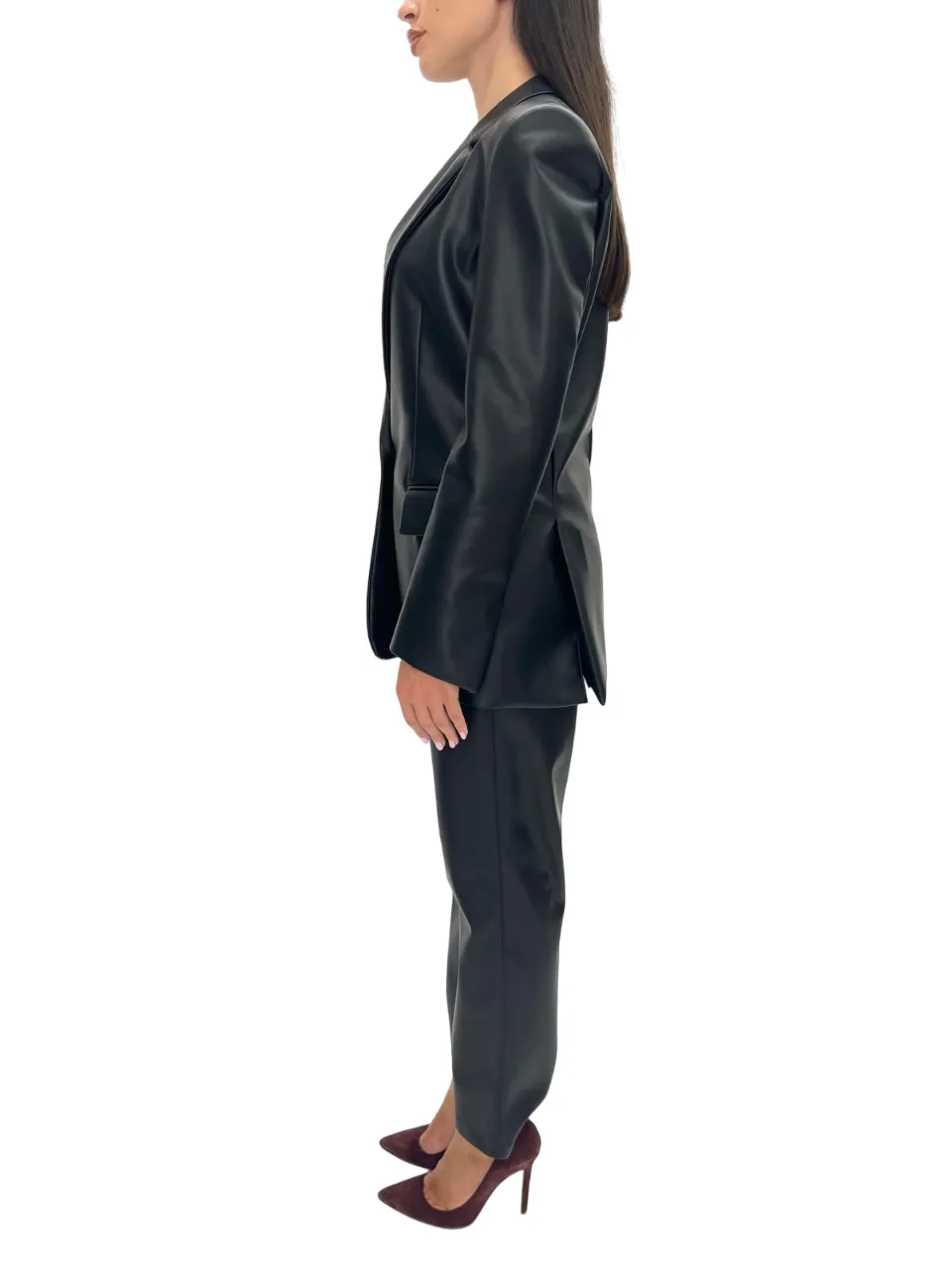 SOLOTRE   PANTALONE NERO IN SIMILPELLE