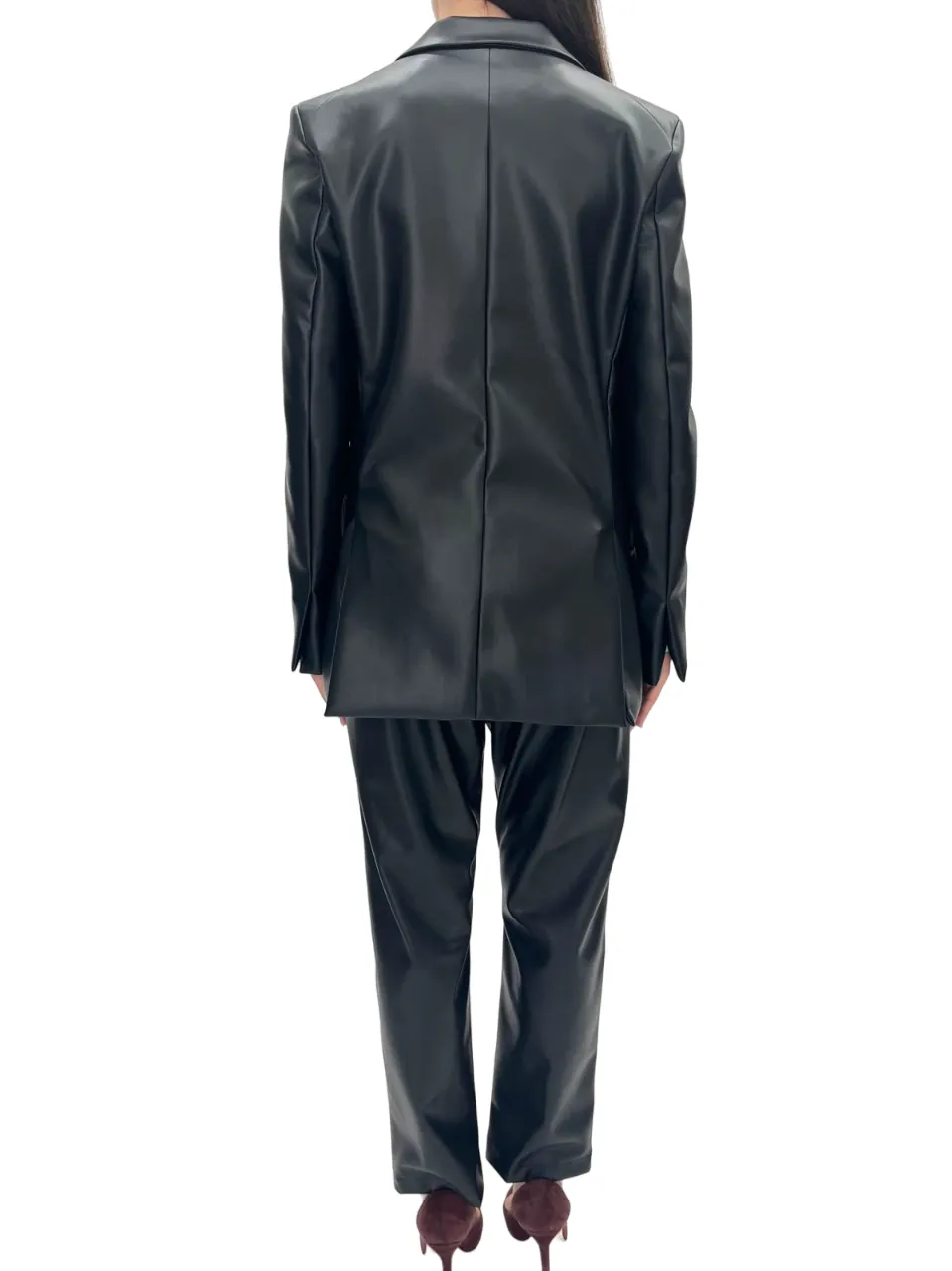 SOLOTRE   PANTALONE NERO IN SIMILPELLE