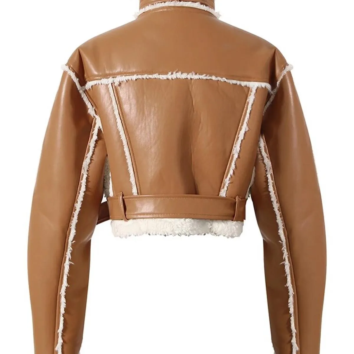 Soprabito con giacca in pelliccia sintetica patchwork da donna con cerniera invernale 2023 più recente di High Street