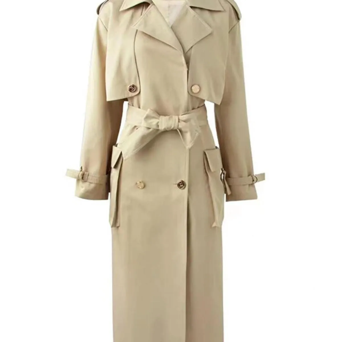 Soprabito Trench Alto 2023 Autunno Inverno Moda Donna Elegante Doppio Petto