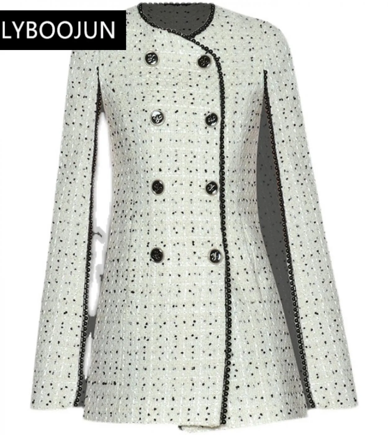 Stilista Autunno Casual Soprabito Cappotto Donna Doppio Petto Perline Maniche Raglan High Street Fashion Soprabito