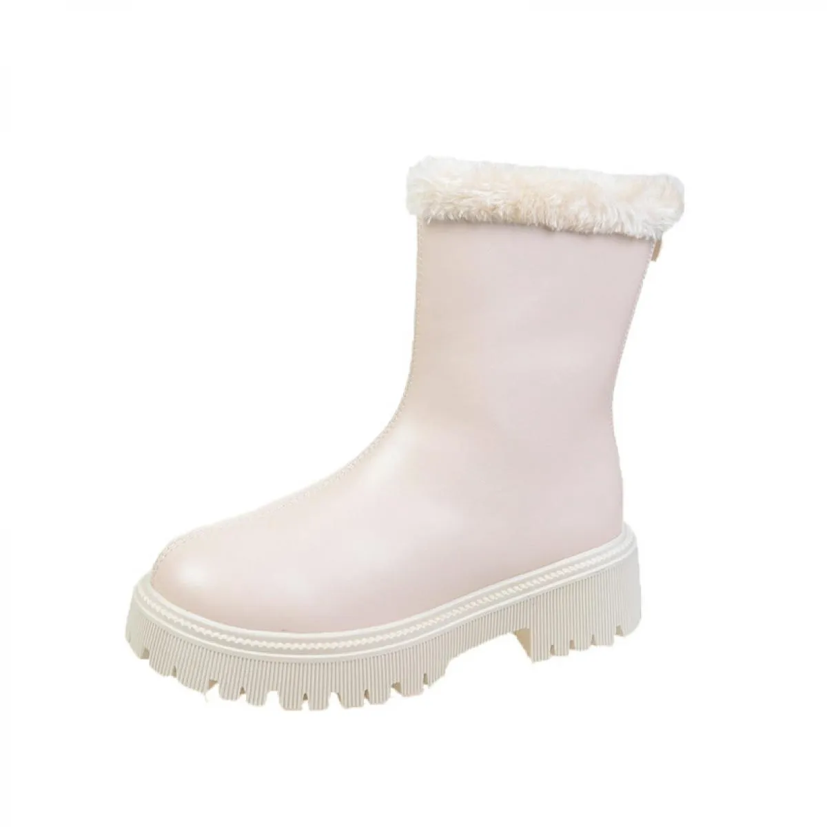 Stivali alti alla coscia caldi in peluche da donna 2023 Stivali invernali in velluto con punta tonda Suola spessa Stivali da nev