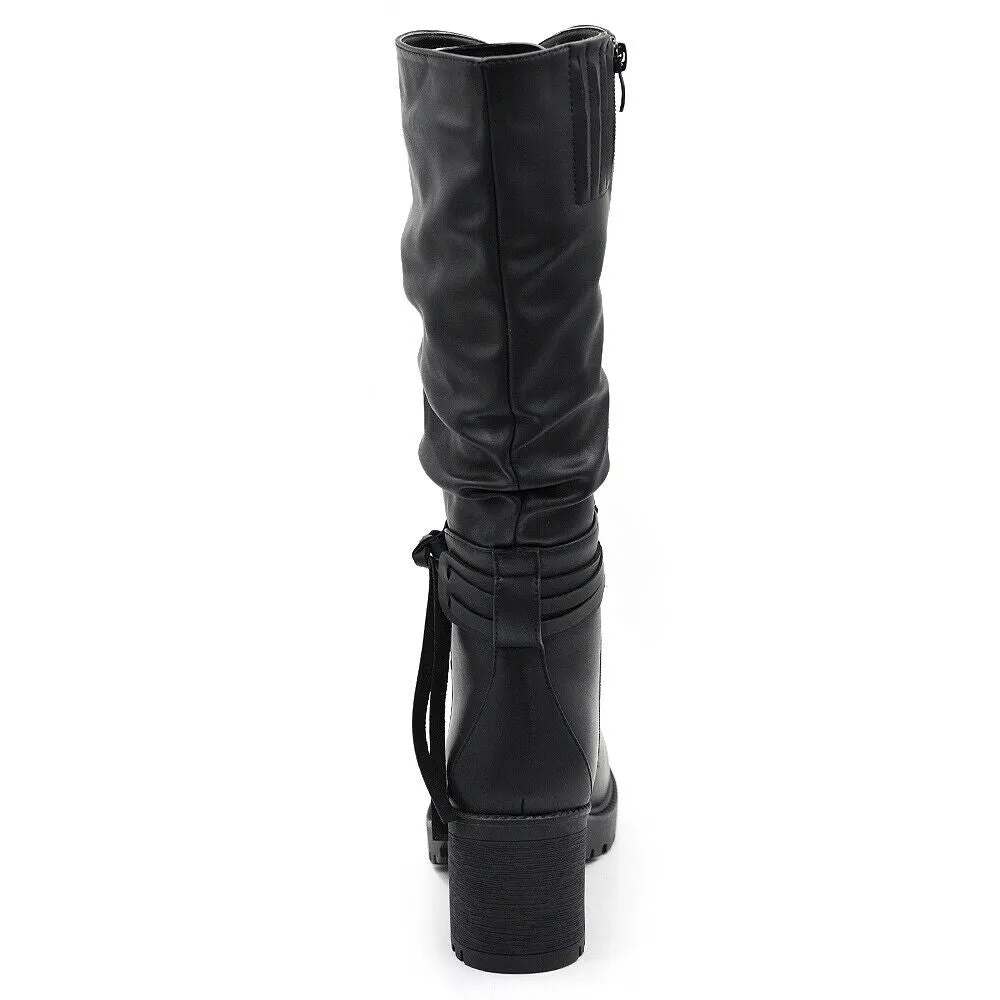 Stivali Alti Da Donna Con Frange Tacco Grosso Plateau 6641 nero camel
