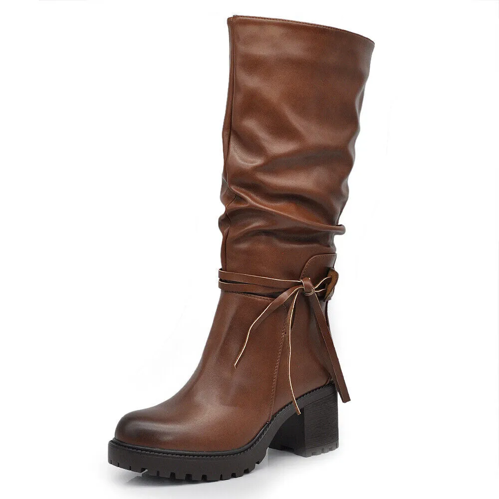 Stivali Alti Da Donna Con Frange Tacco Grosso Plateau 6641 nero camel