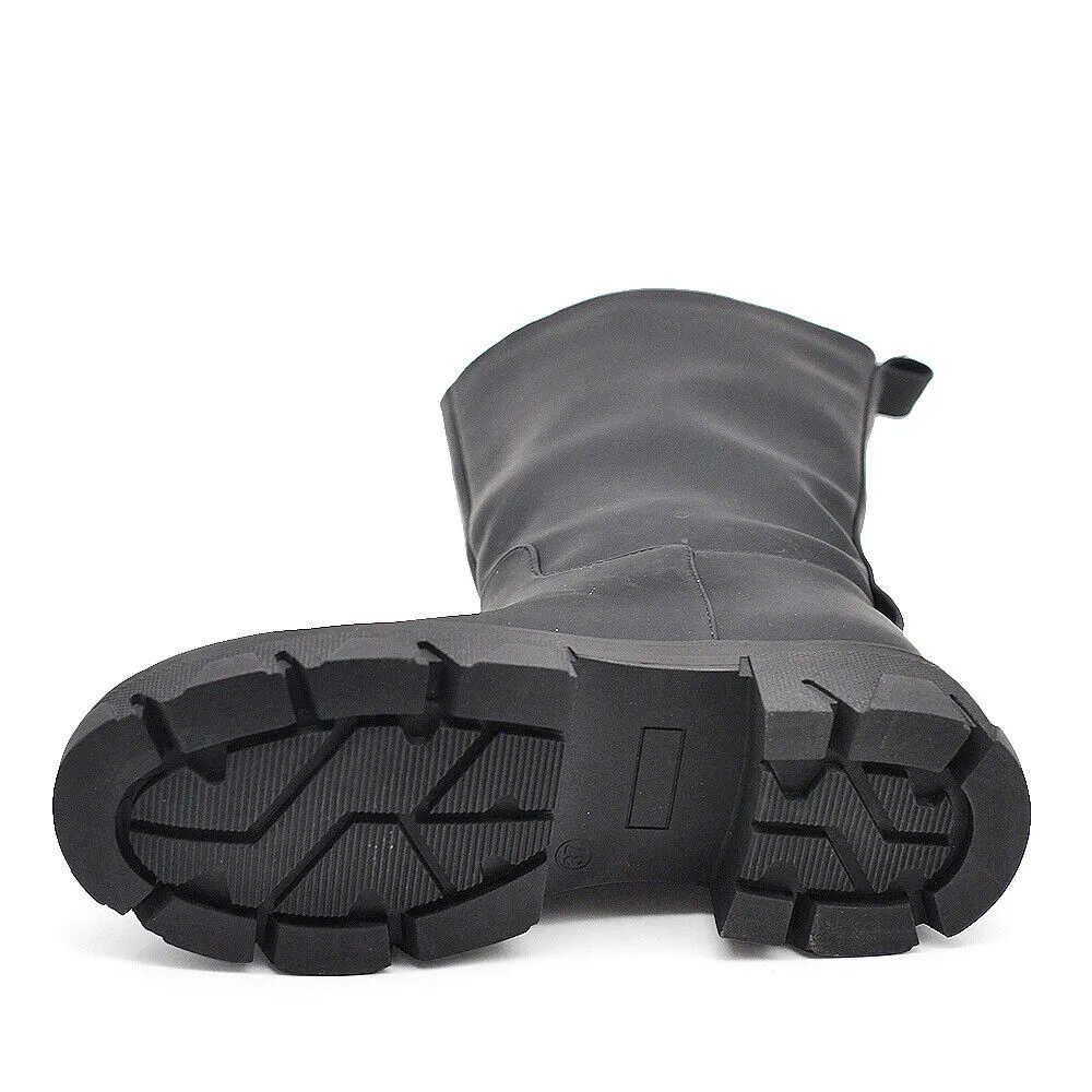 Stivali Alti Da Donna Stile Galosce Calosce Con Platform Catena Track WS085