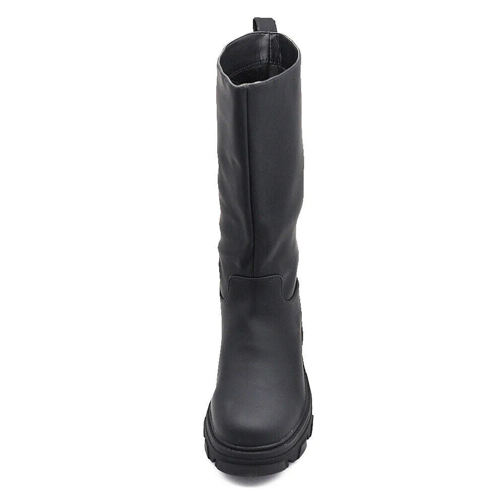 Stivali Alti Da Donna Stile Galosce Calosce Con Platform Catena Track WS085