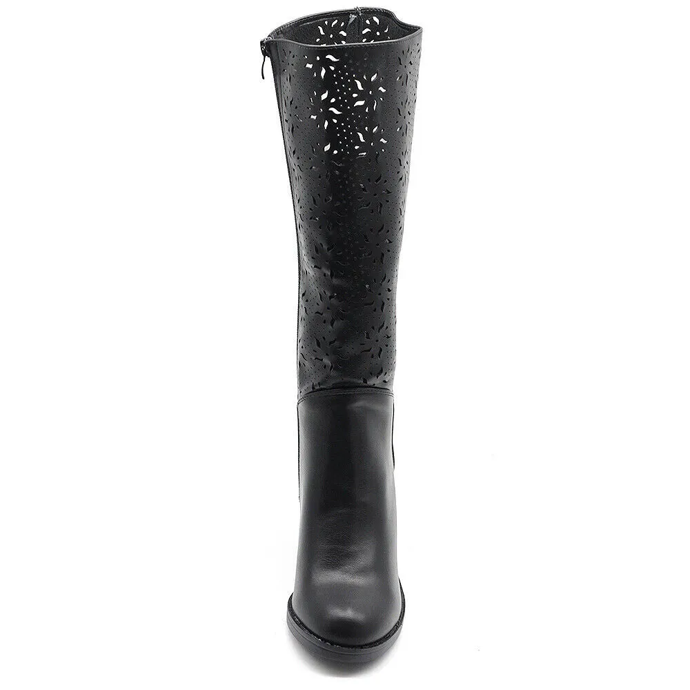 Stivali Camperos Primaverili Estivi Da Donna Tacco Grosso Traforati Alti MP315-2