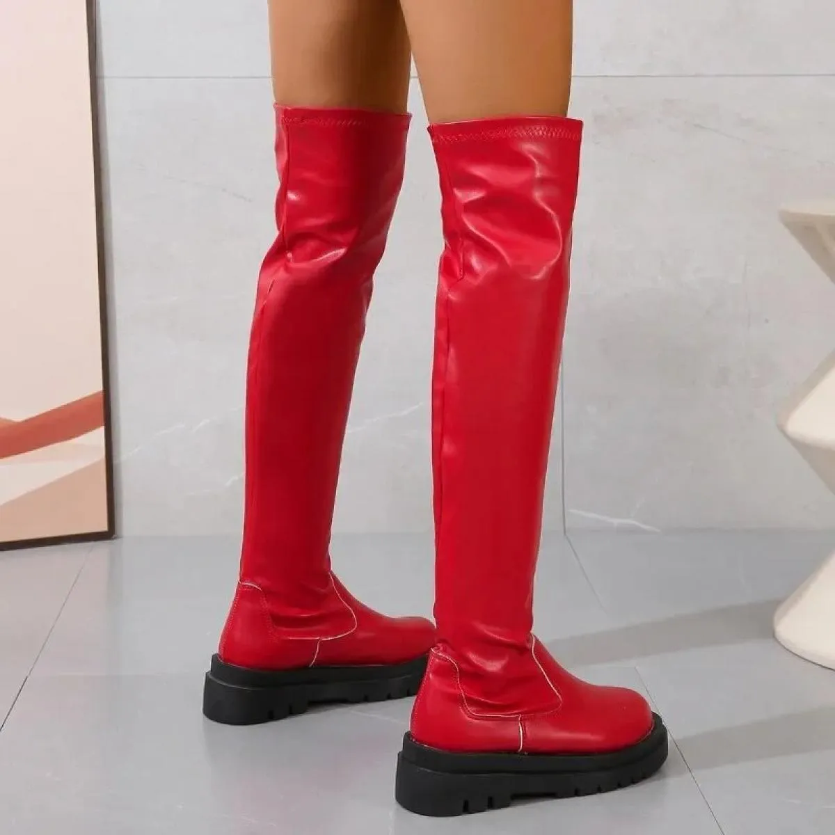 Stivali da donna Trend 2023 Stivali alti sopra il ginocchio Stivali lunghi da donna con plateau di lusso Stivale elastico di gra