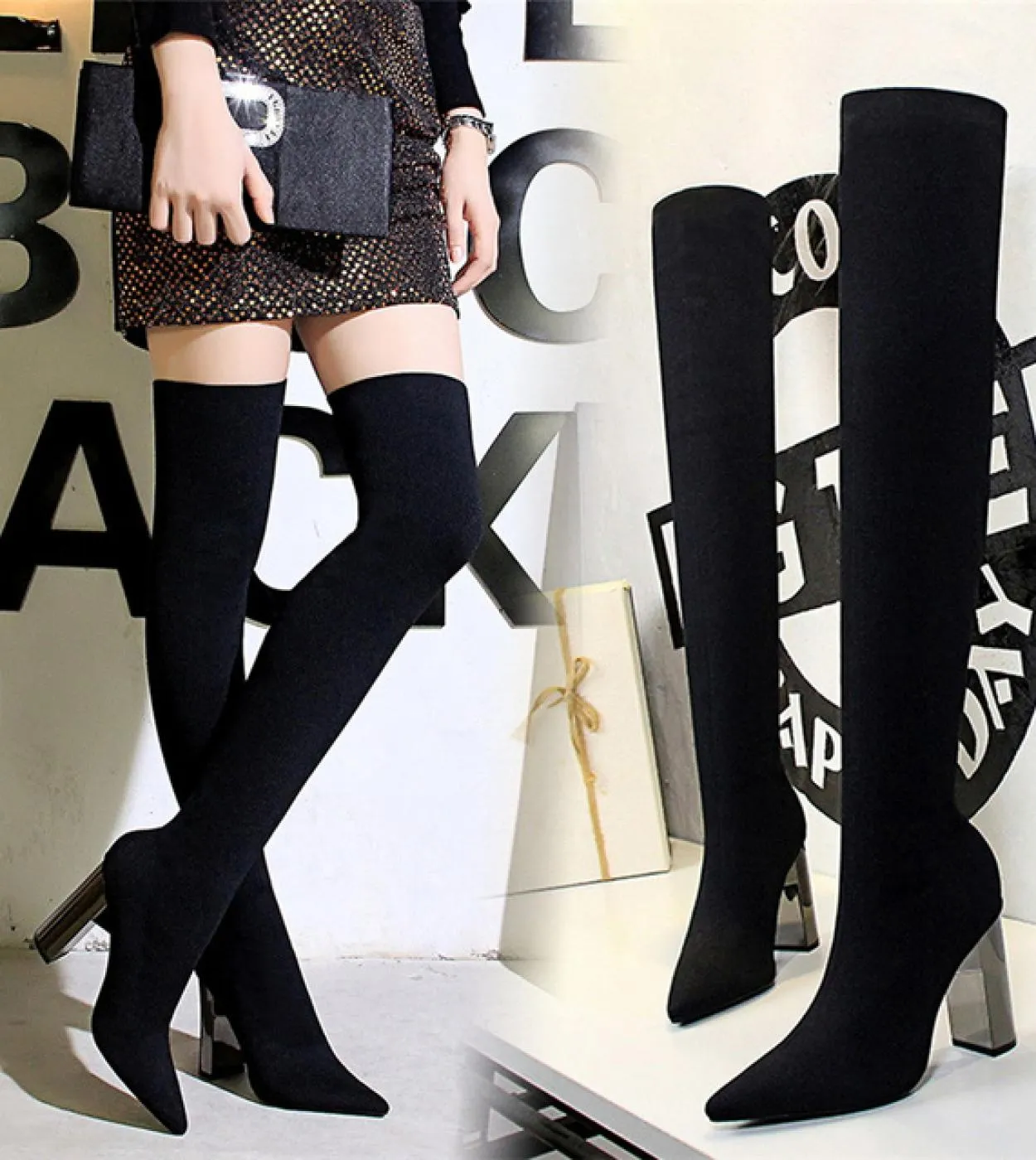 Stivali Tacchi alti Donna Inverno 2022 Scarpe con tacco alto 10cm Scarpe con tacco Stivali da ballo 2023