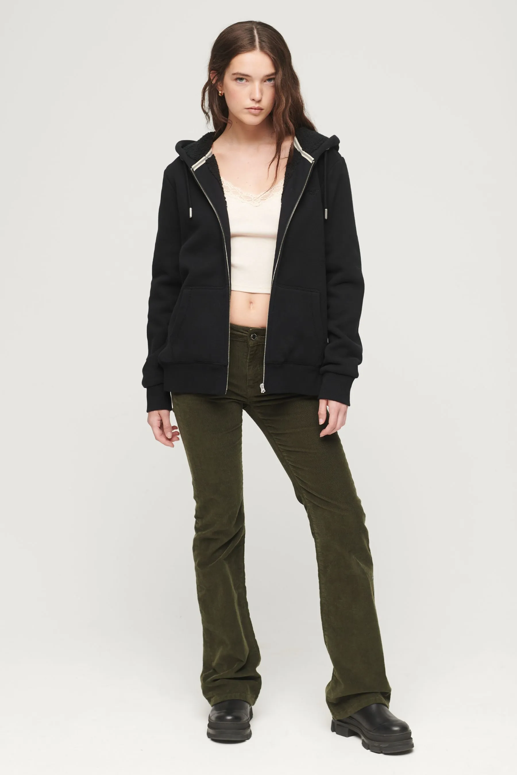 Superdry Essential - Felpa con cappuccio, zip e fodera in sherpa    