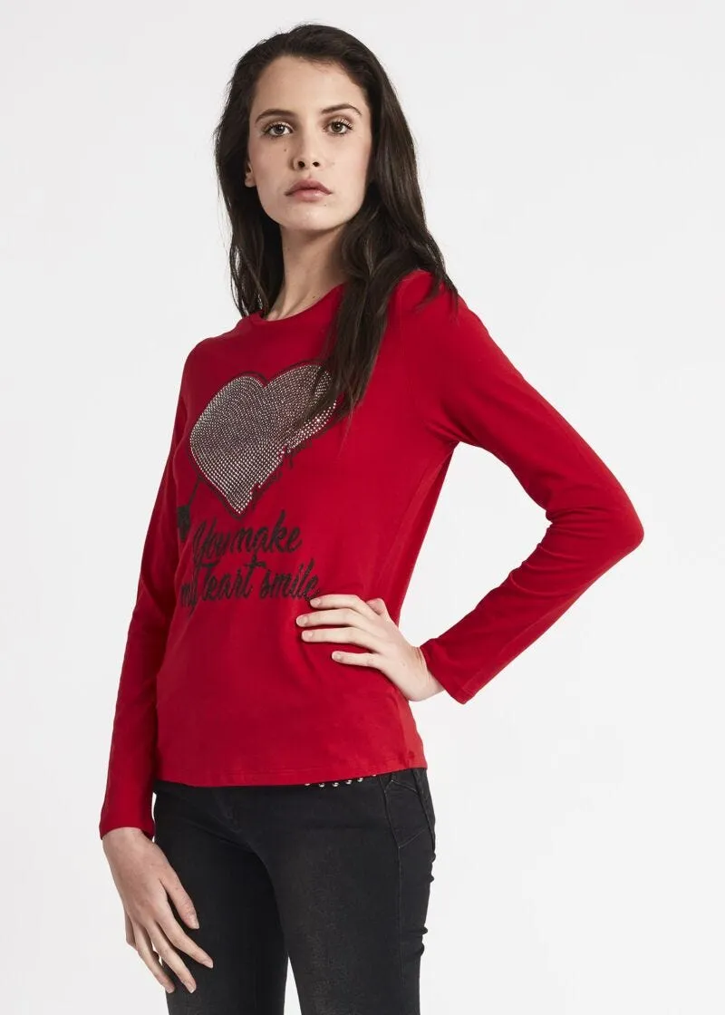 T-shirt a maniche lunghe con glitter
