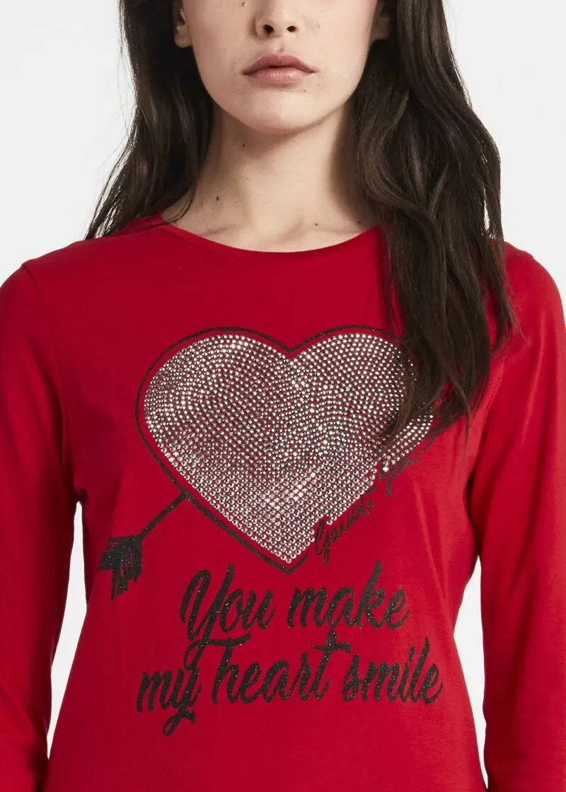 T-shirt a maniche lunghe con glitter