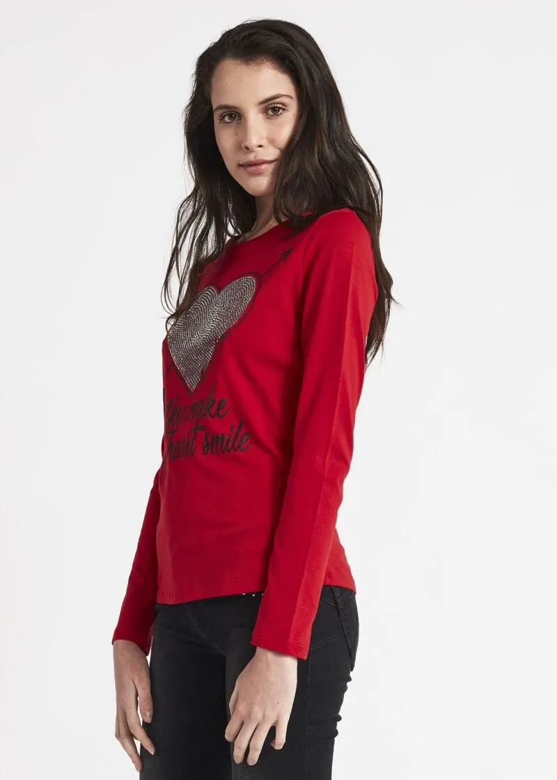 T-shirt a maniche lunghe con glitter