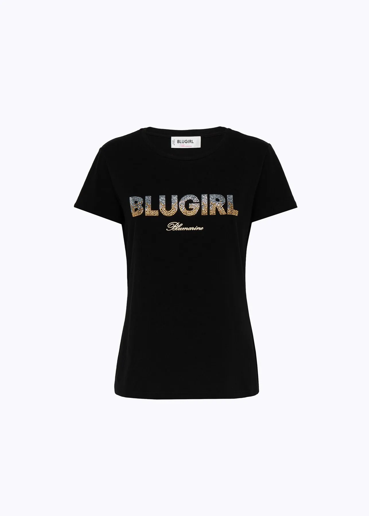 T-shirt in jersey con logo e borchie blugirl