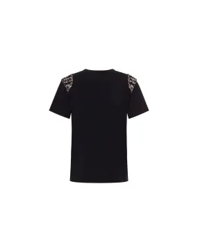 T-SHIRT NERA IN JERSEY DI COTONE ORGANICO
