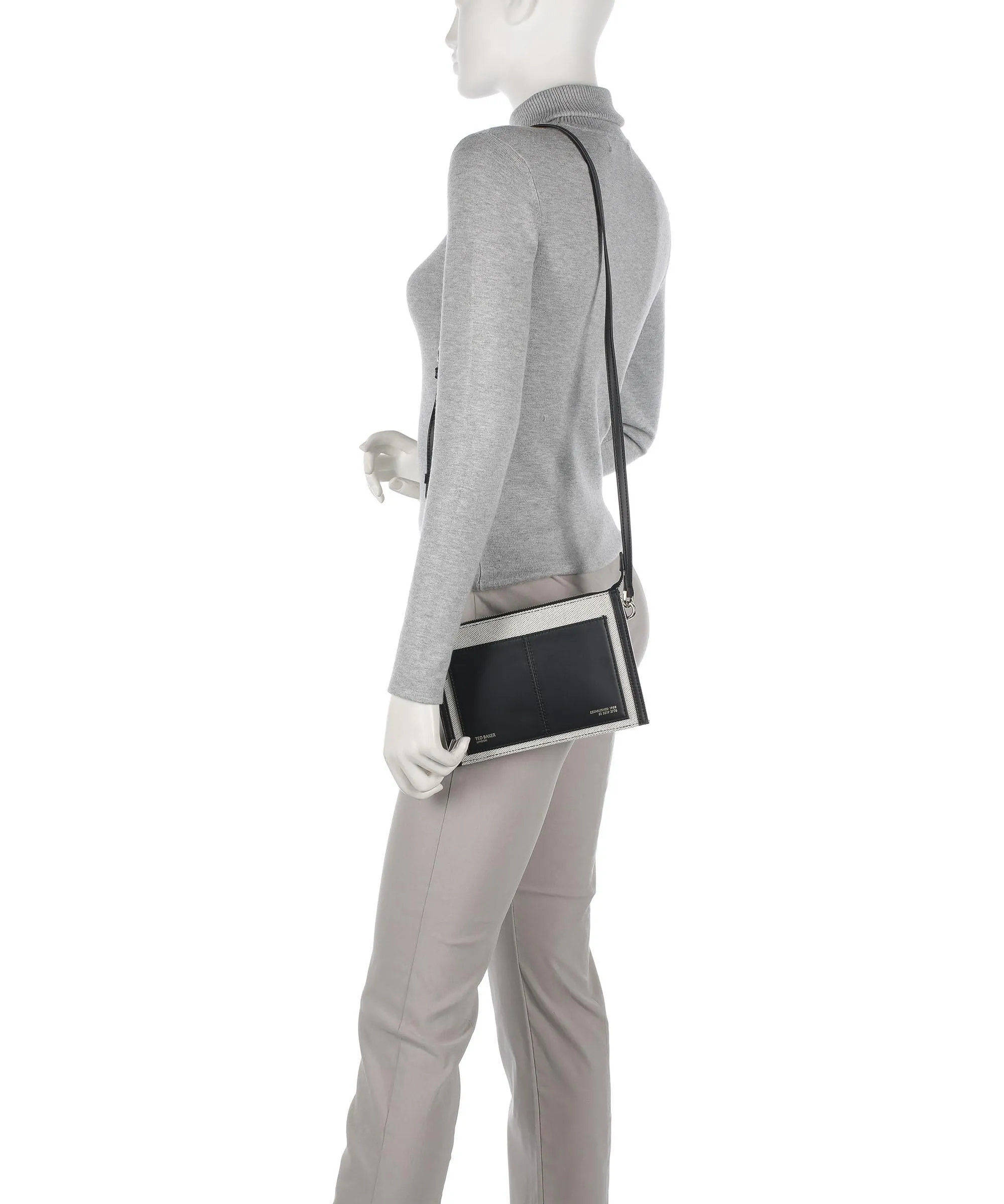  Ted Baker Aksia Borsa a tracolla cotone bianco/nero  