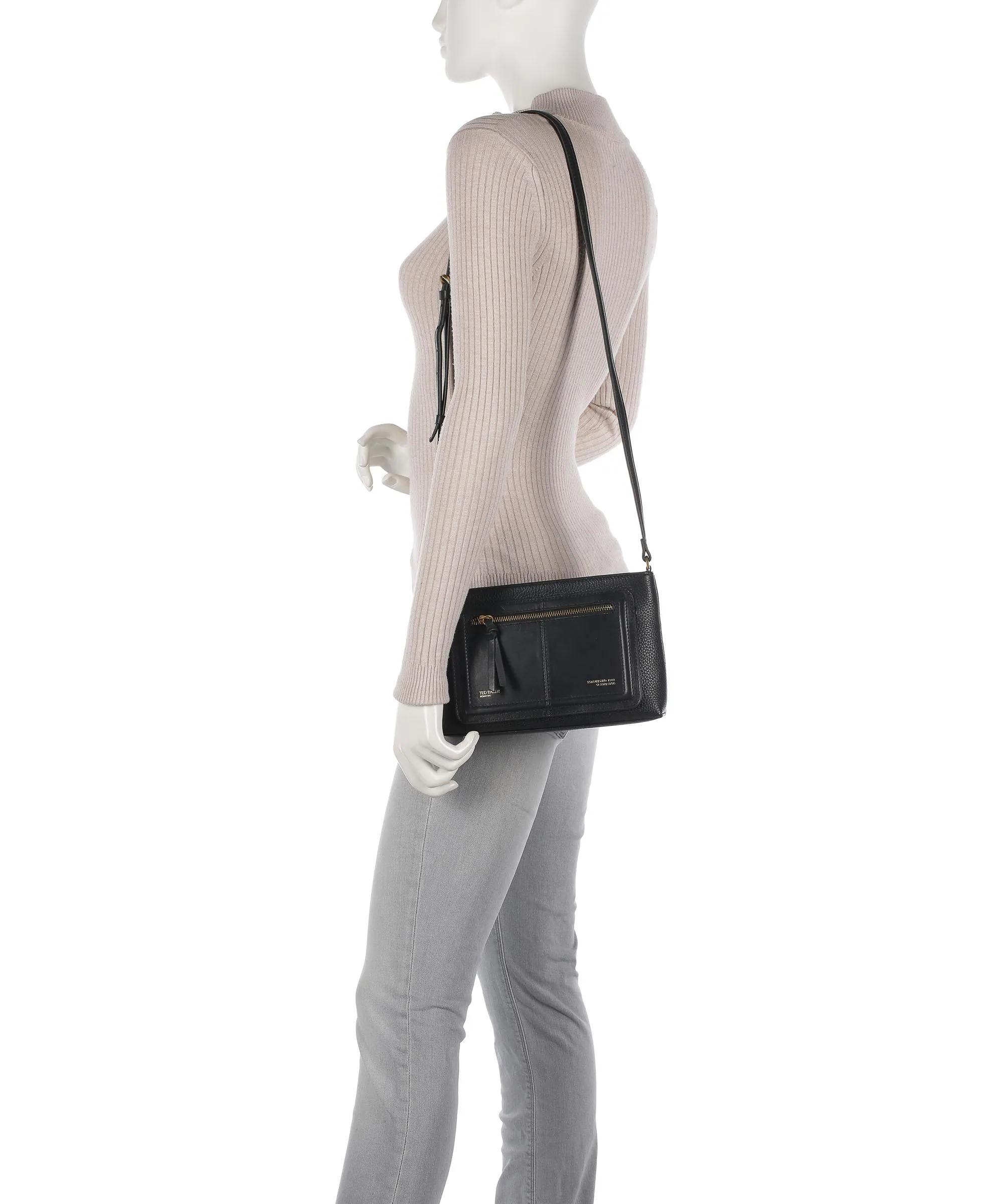  Ted Baker Nishu Borsa a tracolla pelle di vacchetta grana nero  