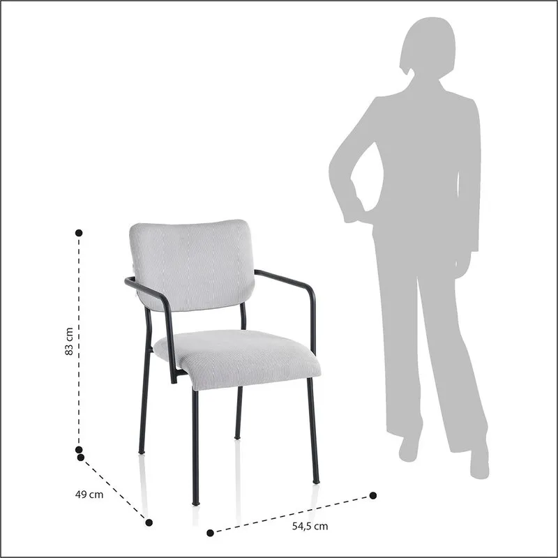 TFT Home Set 2 sedie con braccioli ZOE grigio chiaro