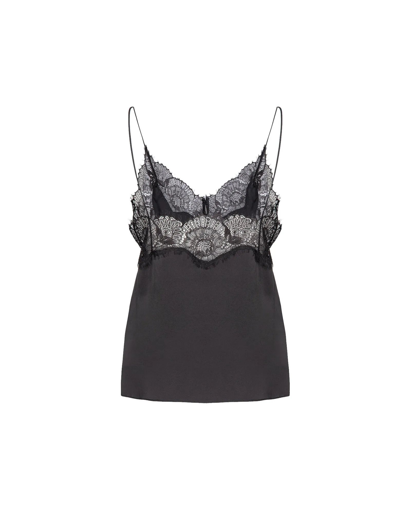 Top Teano satin pizzo nero