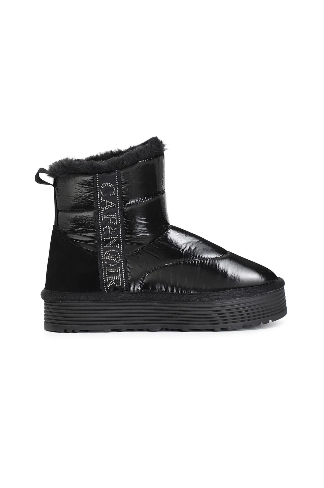 tronchetto in nylon con nastro logo strass nero