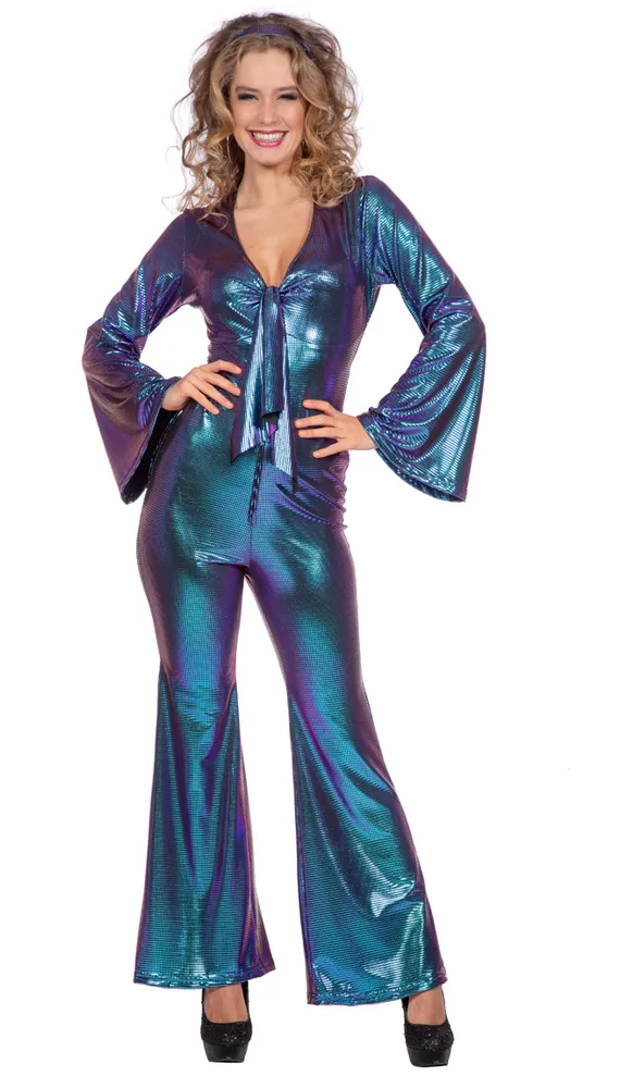 Tuta da discoteca glamour per donna blu-viola