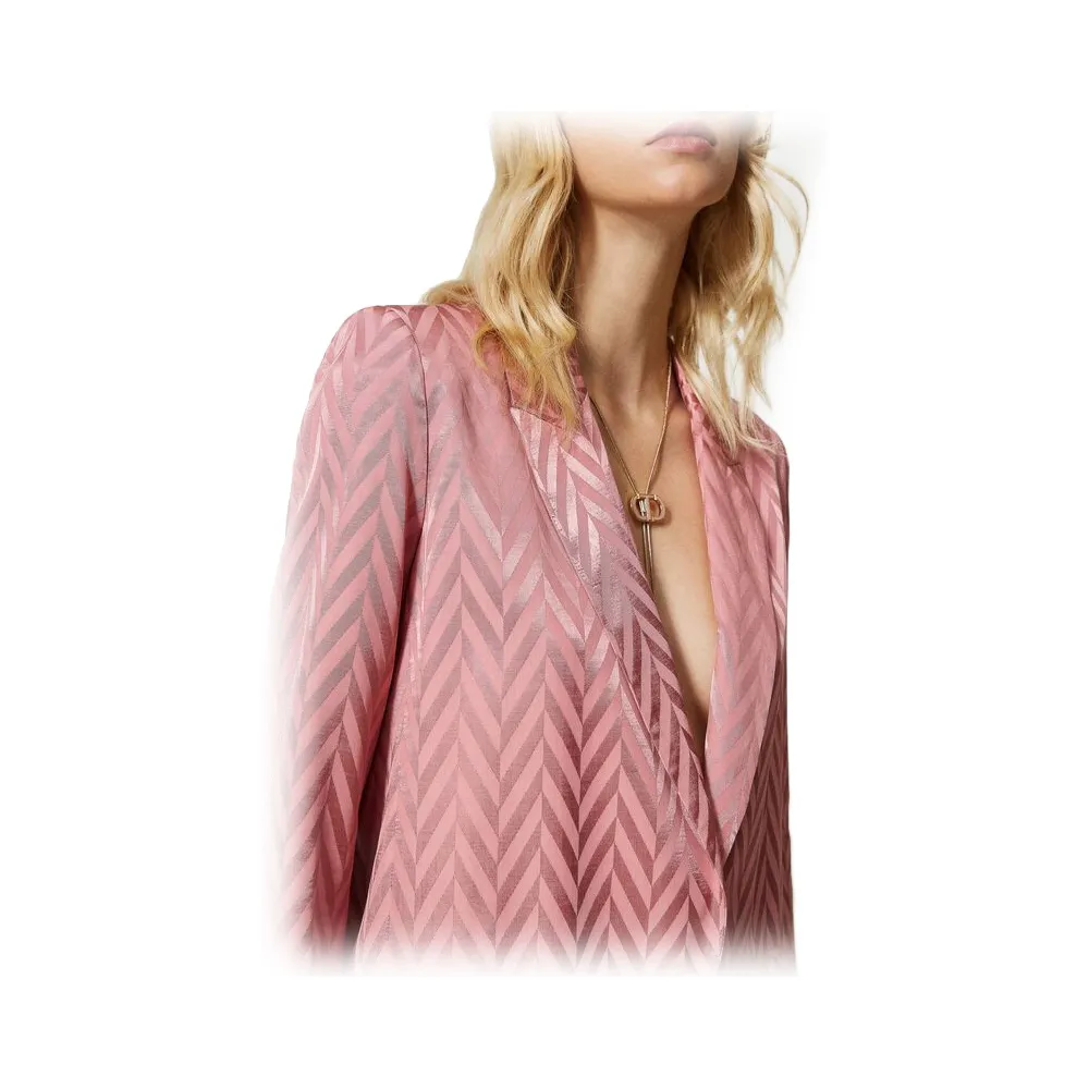 Twinset - Blazer Monopetto Disegno Chevron - Rosa - Giacche - Made in Italy - Luxury Exclusive Collection