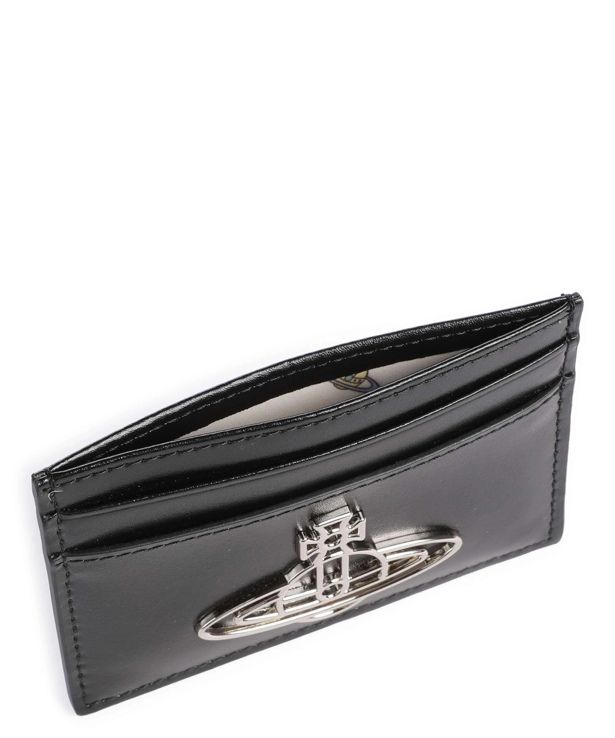  Vivienne Westwood Silky Porta carte di credito pelle di vacchetta finemente grana nero  